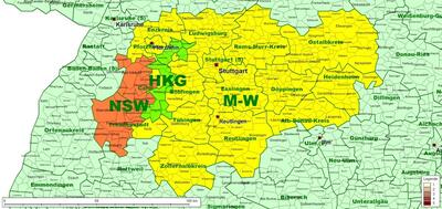Bild vergrößern: 2022-06-13 Karte LEADER-Regionen und langfristig geplantes Gebiet der RWAG Mittleres Würrtemberg